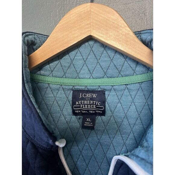 J. Crew Mens Blue 1/4 Zip Quilted Pullover Fleece Sweatshirt Size XL - Picture 3 of 3